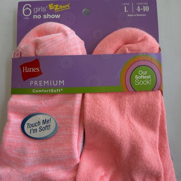 New HANES (12 Pairs) NO SHOW Premium Comfort Soft EZ Sort Socks GIRL Size L 4-10 - Picture 3 of 5